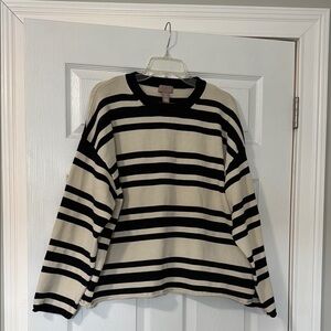 H&M Striped Black and Cream Sweater